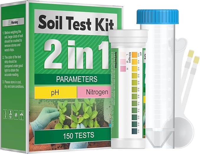Pawfly 2 in 1 Soil Test Kit for pH & Nitrogen, 150 Strips Soil pH Test Kit, Soil pH Test Strips (3.5-9 Range), Soil Testing Kit for Lawn Garden Indoor & Outdoor Plants