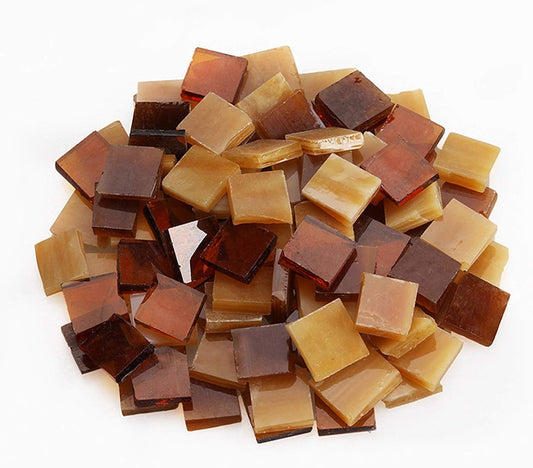 Mosaic Tiles 270 Pieces / 200 g Pack of Colored Mica Glass Mosaic Tile Supplies for Home Decoration, DIY Crafts, Plates, Picture Frames, Flowerpots – 1x1 cm Square Tiles (Coffee Mix)