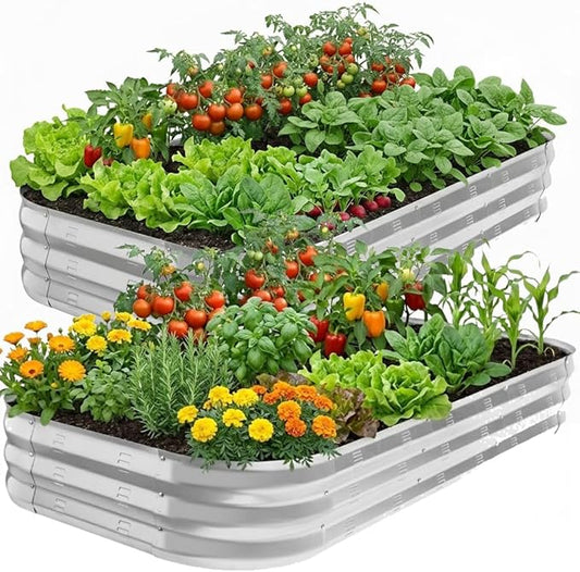 Galvanized Raised Garden Bed Kit, Large Metal Raised Garden Beds for Vegetables, Galvanized Planter Raised Garden Boxes Outdoor (2PCS)