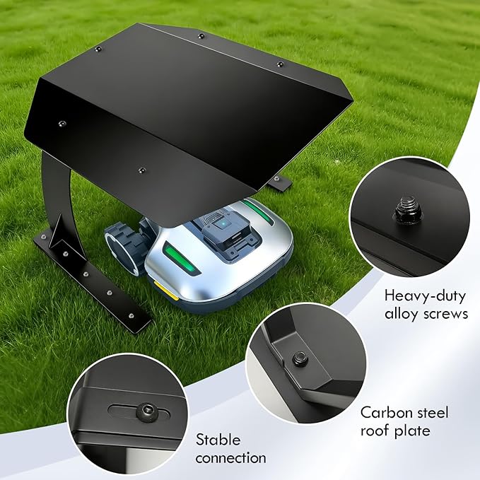 Large Robot Mower Garage, Durable Carbon Steel Rain Cover for Robotic Lawn Mowers, Outdoor Shade Cover, Waterproof and UV-Proof Garden Garage, Fits 95% of Models, Robot Mower Accessories (2.0)