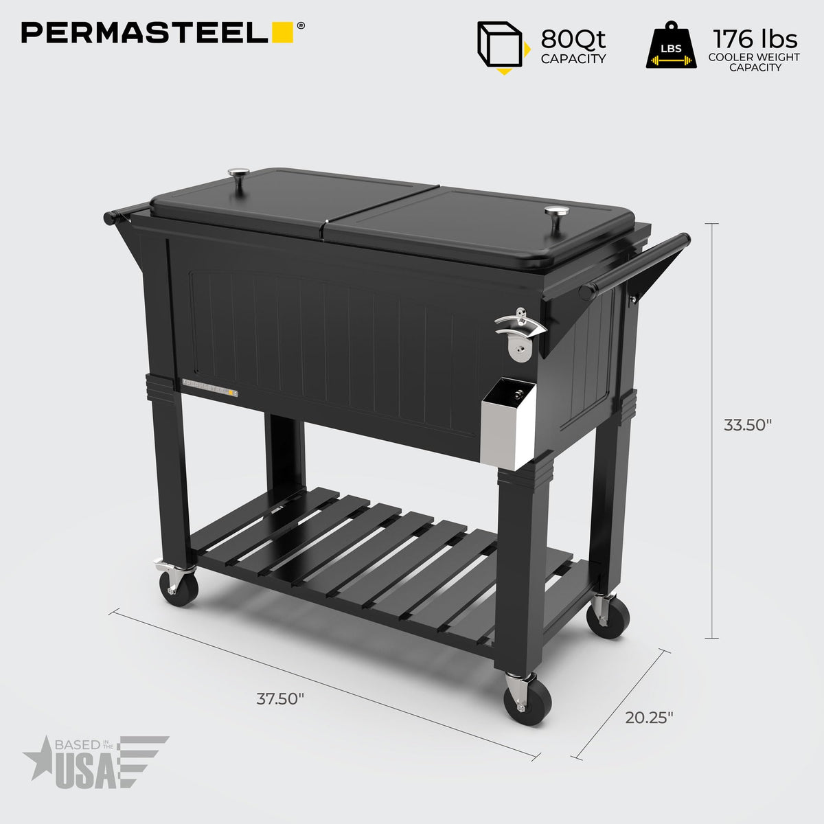 80 Qt Antique Patio Cooler for Outside (80-Qt Standard / Black)