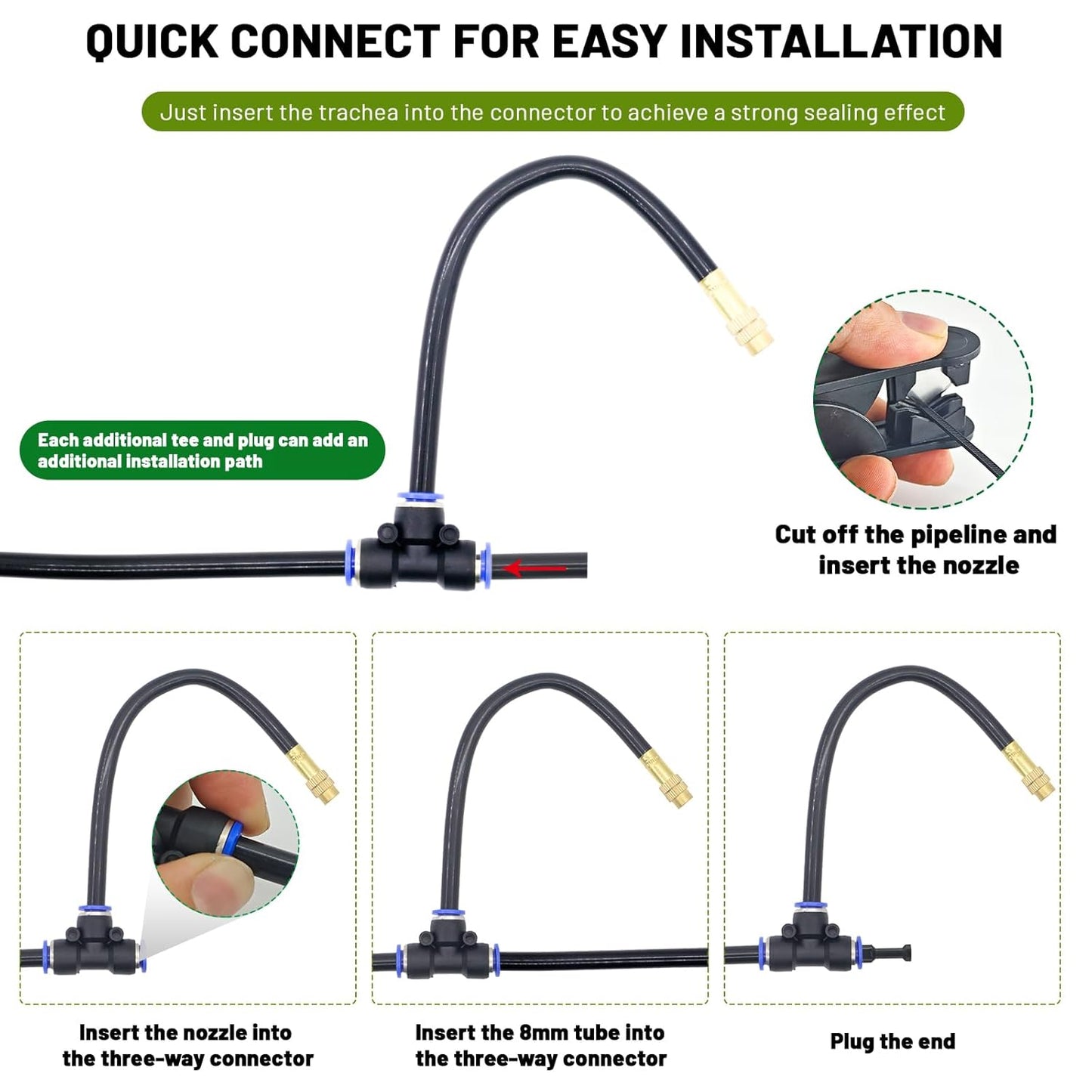 360° Adjustable Drip Irrigation System - Garden Watering Atomizing System with 16 Nozzles, Greenhouse Accessories for Yard, Lawn, Plants, Garden, 5/16 inches Hose, 50 ft