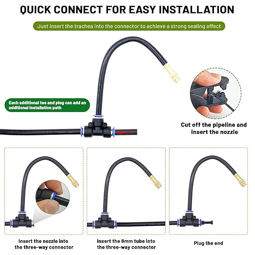 360° Adjustable Drip Irrigation System - 50FT Garden Watering Atomizing System with 16 Nozzles & Water Timer, Greenhouse Accessories for Yard, Lawn, Plants, Garden, 5/16 inches Tubing