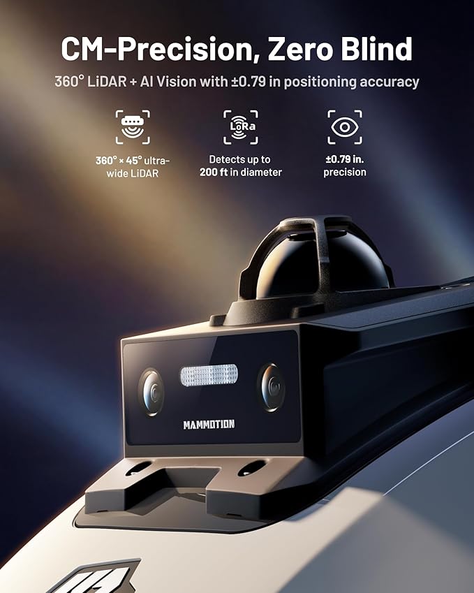 (2026 Upgrade) Mammotion YUKA mini 2 1000H Robotic Lawn Mower with Garage, for 0.25 Acre, 360° LiDAR + AI Vision, 45% Slope, DropMow, Smart Battery Management,Cutting Heights 2.0"-3.5"