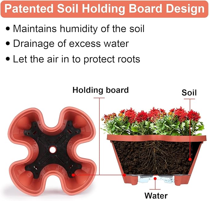 GameXcel Vertical Planter Tower- 4 Tier Stackable Garden Planter with Wheels and Tool Set – Grow Strawberries Herbs Flowers and Vegetables - Indoor Outdoor Use Red