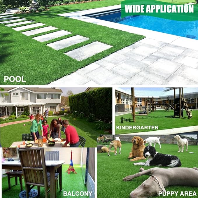 Fake Grass Artificial Turf Rug, 5 FT x 8 FT (40 Square FT) PET Grow Grass Outdoor Realistic Garden Lawn Landscape Patio Decor Synthetic - Thick Faux Turf Carpet