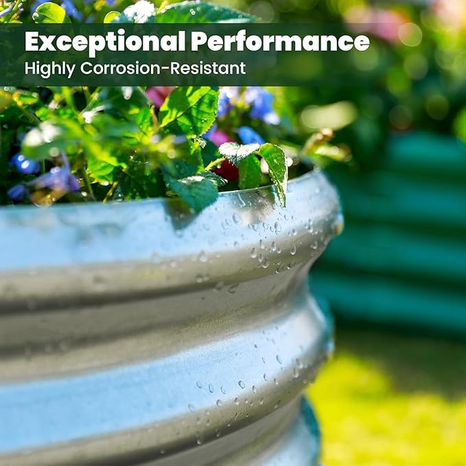 AHEONLAR 2 Pack 4x2x1ft Galvanized Raised Garden Bed Kit, Oval Large Metal Planter Box, Sturdy and Durable, Garden Boxes Outdoor Raised for Vegetables, Fruits, Flowers and Herbs(Silver)