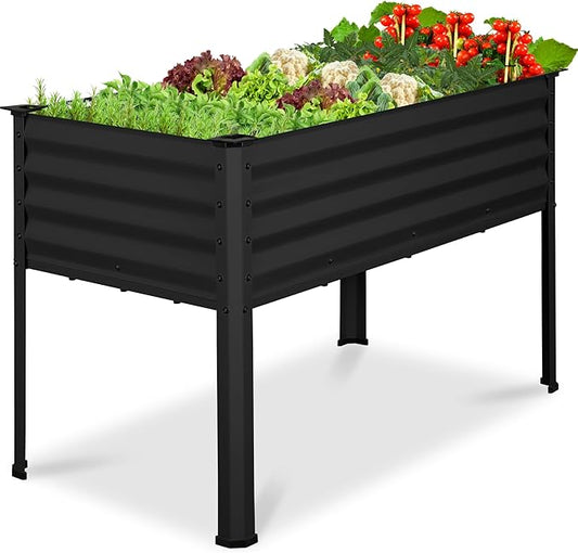 Best Choice Products 48x24x30in Galvanized Raised Garden Bed, Metal Elevated Planter Box, Vegetable Garden for Backyard, Patio, Balcony - Black