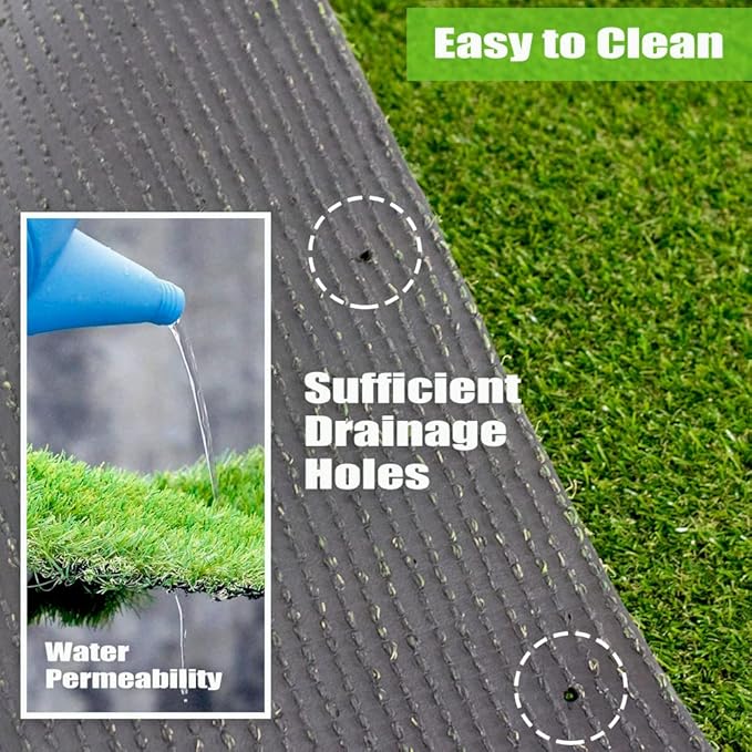 Artificial Grass Outdoor Turf, 13 x 44 FT 0.8" Thick Fake Grass Rug Realistic Synthetic Grass Carprt Decor Soft Astroturf Mat for Patio Backyard Garden Balcony