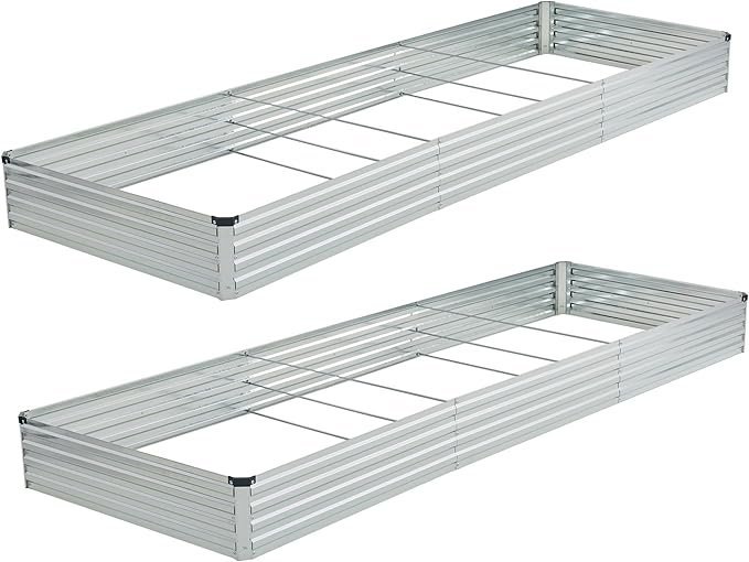 12x4x1ft(2 Pack) Galvanized Raised Garden Bed,Outdoor Planter Box Metal Patio Kit Planting Bed for Vegetables Flowers Herb,Silver