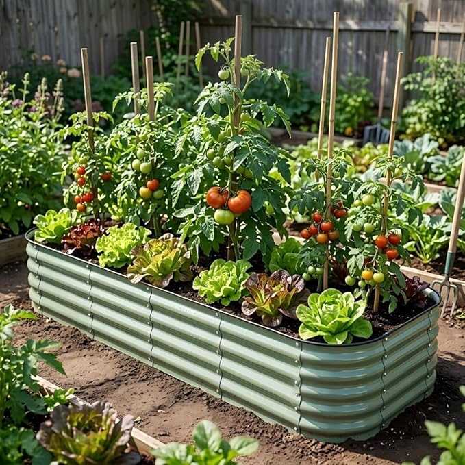 Modular Raised Garden Bed Kit 8×2×1.5FT, Magnesium-Aluminum-Zinc Steel, Rust-Proof & Tool-Free Assembly for Vegetables Herbs Flowers, Patio Backyard Urban Gardening(Light Green)