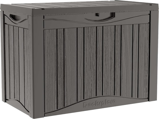 45 Gallon Deck Box, Resin Outdoor Indoor Waterproof Storage Box, Lockable Storage Box With Handle for Patio Furniture - Garden Tools - Swimming Pool Tools UV-Resistant, Brown