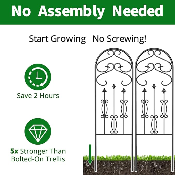 AMAGABELI Garden & Home 4 Pack 60" x 18" Metal Garden Trellis for Climbing Plants Outdoor Climbing Rose Trellis Rustproof Plant Vines Flower Vegetable Trellis for Potted Plants Support Black
