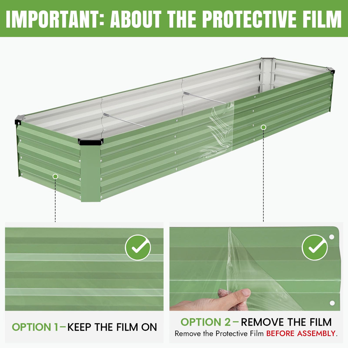 Galvanized Raised Bed (Green / 8x2x1ft(2 pack))