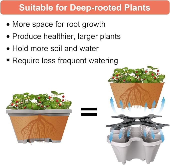 GameXcel Vertical Planter Tower- 5 Tier Stackable Garden Planter with Wheels and Tool Set – Grow Strawberries Herbs Flowers and Vegetables - Indoor Outdoor Use Gray