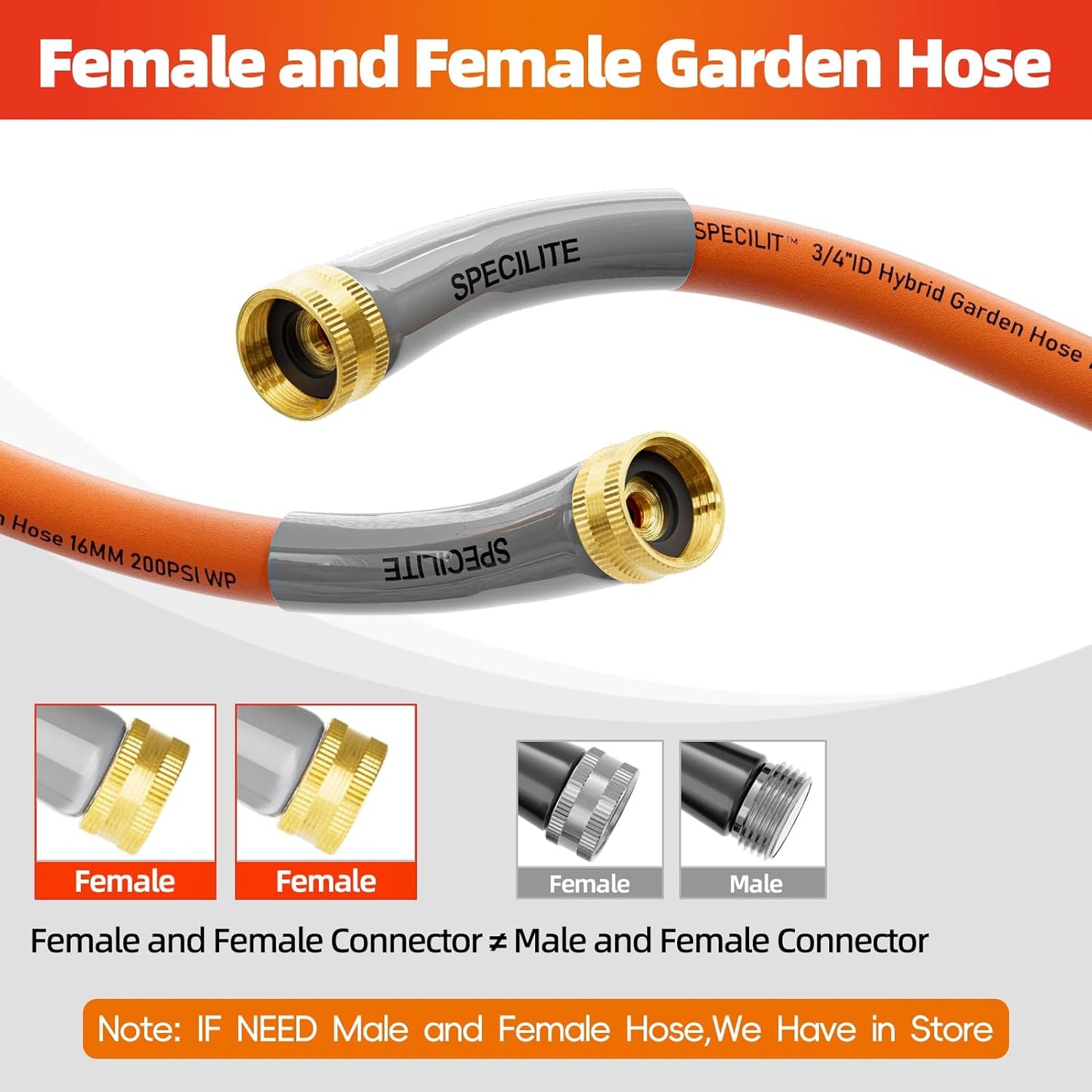 Garden Water Hose 15 ft x 3/4 in with Female to Female Connector, Small Leader Hose for Hose Reel, Heavy Duty, Flexible & Lightweight, Water Pipe, Outdoor Water Hose Extension Adapter