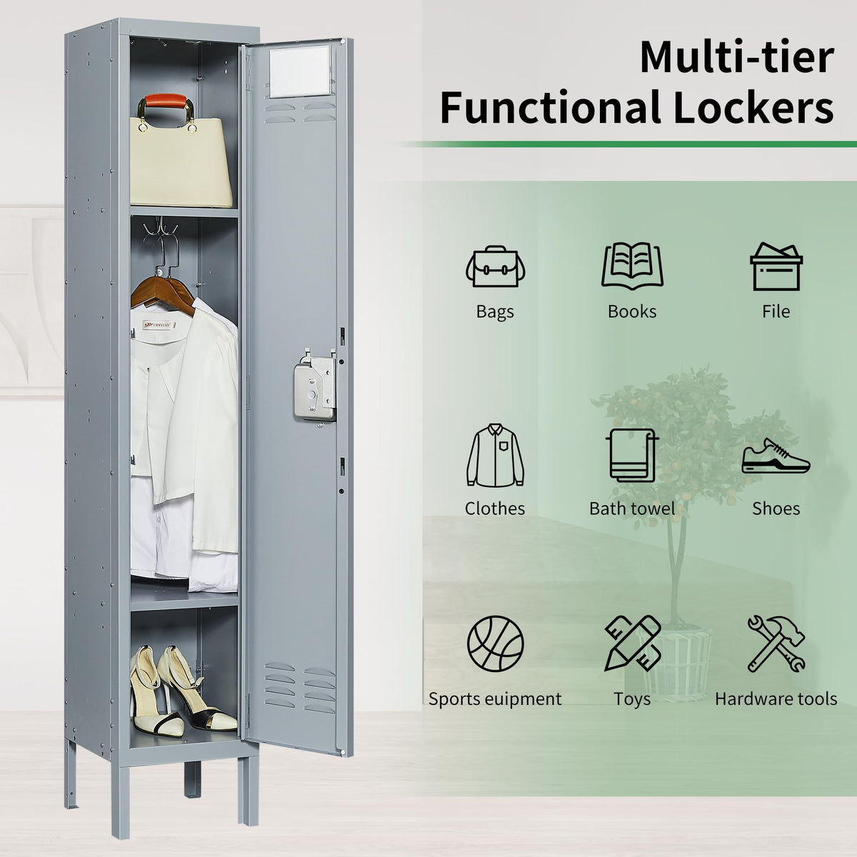 Metal Lockers for Employees (Black / 1 door)