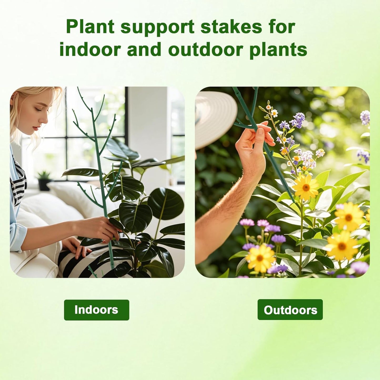 15 Pack Stackable Plant Support Stakes, Garden Trellis for Climbing Plants Indoor and Outdoor Use, Plant Accessories for Potted Plants Monstera, Plant Sticks for Climbing Plant Stems