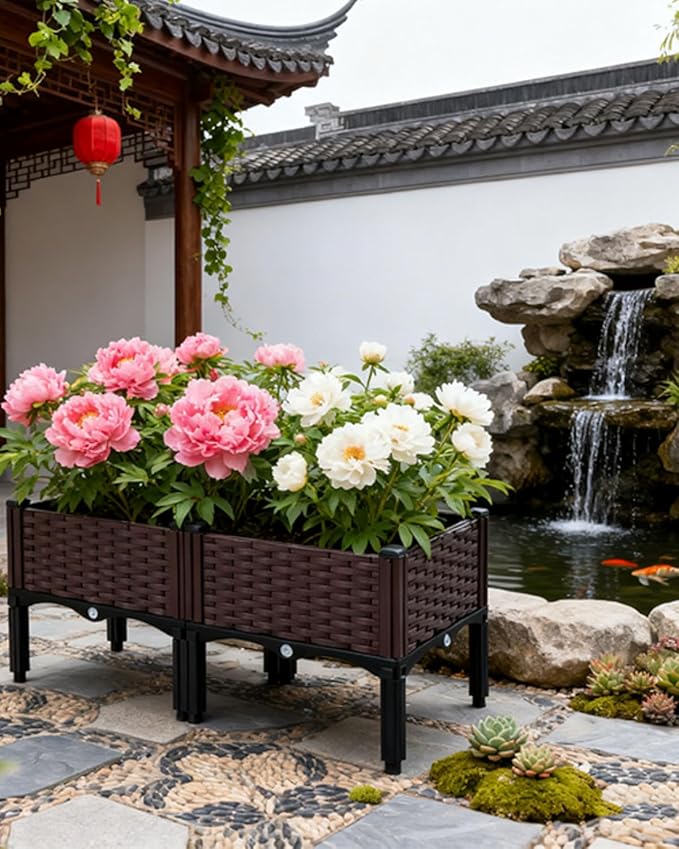 zeng Raised Garden Bed Planter, Elevated Planter Box, Vegetable Garden for Backyard, Patio, Balcony