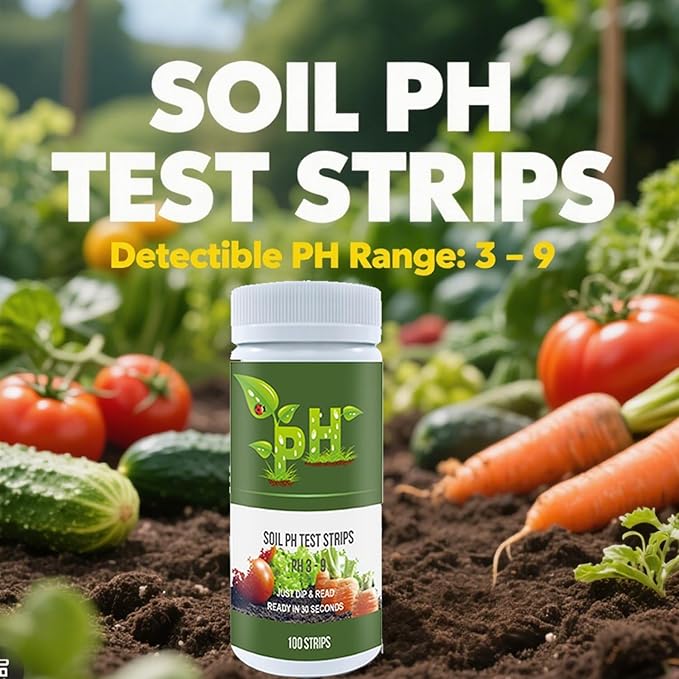 100 Soil pH Test Strips (pH 3-9) - Accurate Soil Testing Paper, Ideal for Garden, Lawn, Vegetables, Flowers & Indoor/Outdoor Plants