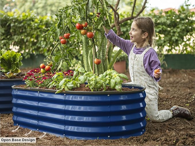 Plant & Plot Galvanized Raised Garden Beds Outdoor // 4×2×1 ft (2-Pack) Planter Raised Beds for Gardening, Vegetables, Flowers // Large Metal Garden Box // Patented Tool-Free Design (Navy)