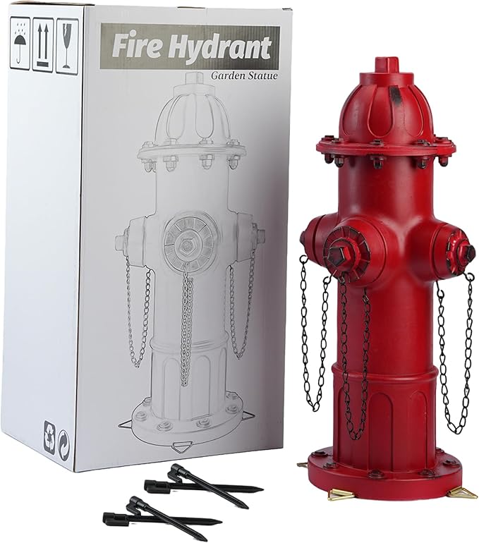 21.4" Garden Fire Hydrant Statue,Puppy Pee Post Training Tool Resin Ornaments for Dog to Peed on, Yard Lawn Backyard Decoration Firefighter Gifts for Men, Suitable of Dogs