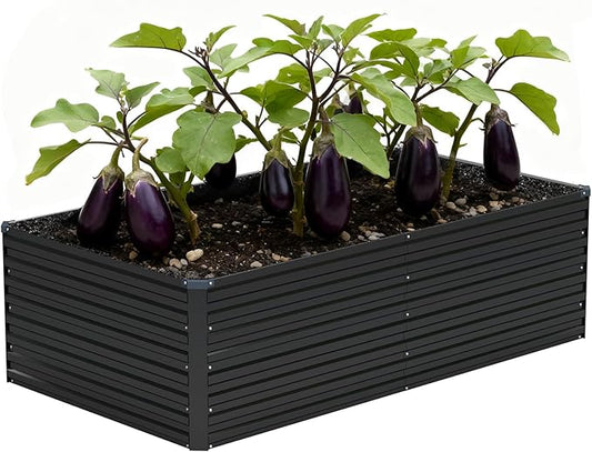 Vengarus 6x3x2FT Galvanized Raised Garden Bed Kit, Deep Root Planter Box for Vegetables, Flowers, Herbs, and Succulents - 269 Gallon Capacity,Black