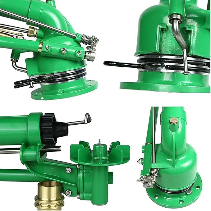 2" Agricultural Turbine Vortex Rod Metal Rocker Sprinkler 360°Farmland Irrigation Spray Gun for Farms, Orchards, Tea Gardens (Green)