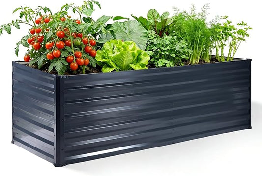 Galvalume Raised Garden Bed 8x4x1.95FT–3X Rust Resistant Aluminum-Zinc Steel,466 Gallon Extra Deep Metal Planter Box, Heavy Duty Outdoor Vegetable Garden Bed for Tomatoes, Potatoes & Root Crops