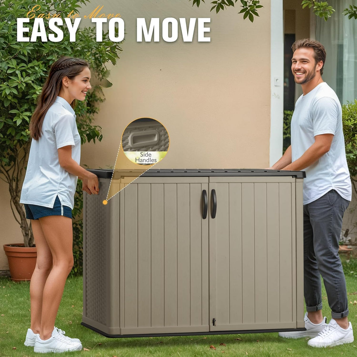26 CuFt Outdoor Storage Cabinet with Lockable Doors (26 CUFT / Classic / Beige)