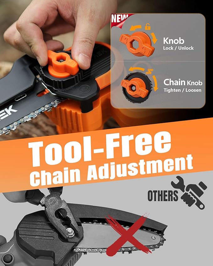 VOTREK® Unique Gift for Men: Mini Chainsaw Cordless 8 inch & 6 inch, Powerful & Safe Electric Handheld Chain Saw with 2 Batteries, Ultimate Garden Gift for Dad, Husband, Father, Christmas & Birthdays