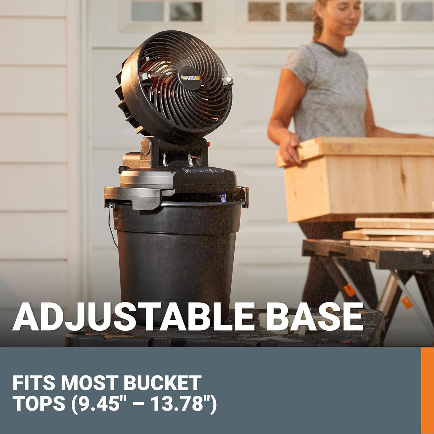 WORX 20V Cordless Misting Fan w/ 3 Speed & 3 Mist Settings, Bucket Top Portable Fan Max 15Ft Misting Distance, Lightweight Quiet Battery Operated Fan w/Long Runtime Power Share WX097L.9 – Tool Only