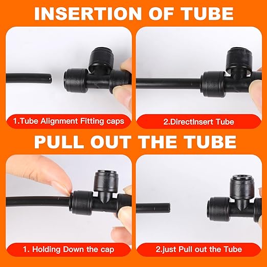 Quick-Connect Drip Irrigation Tee Connectors - 15 Pack Drip Irrigation Tee Fittings for 1/4 Inch Irrigation Tubing，15 End Plugs for Leak-Free Solutions in Sprinkler & Drip Irrigation Systems