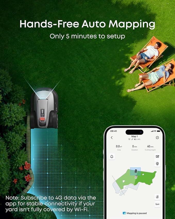 eufy E15 Robot Lawn Mower,Max 0.2 Acres,Wireless Robot Mower with Auto Mapping,Vision Navigation,Multi-Zone Management + Official Accessories: Replacement Blades Box with 3*