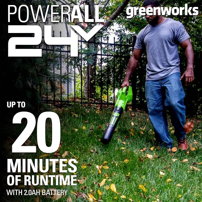 Greenworks STBL24B210 String Trimmer, 12" Blower (2.0Ah) Gen 2, Green