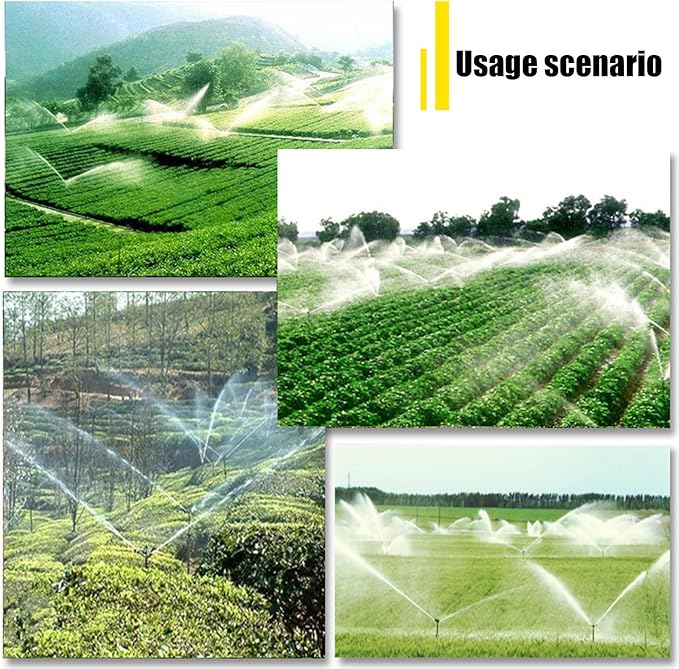 2" Agricultural Turbine Vortex Rod Metal Rocker Sprinkler 360°Farmland Irrigation Spray Gun for Farms, Orchards, Tea Gardens (Green)