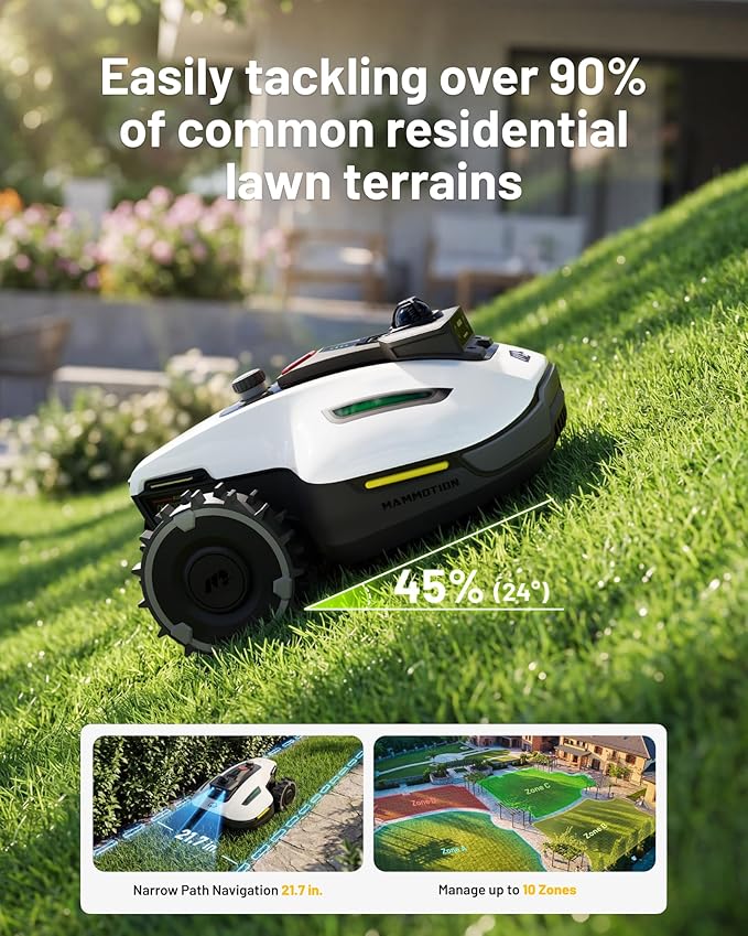 (2026 Upgrade) Mammotion YUKA mini 2 1000H Robotic Lawn Mower Reception 0.25 Acre, 360° LiDAR + AI Vision, 45% Slope, DropMow, Smart Battery Management,Cutting Heights 2.0"-3.5"