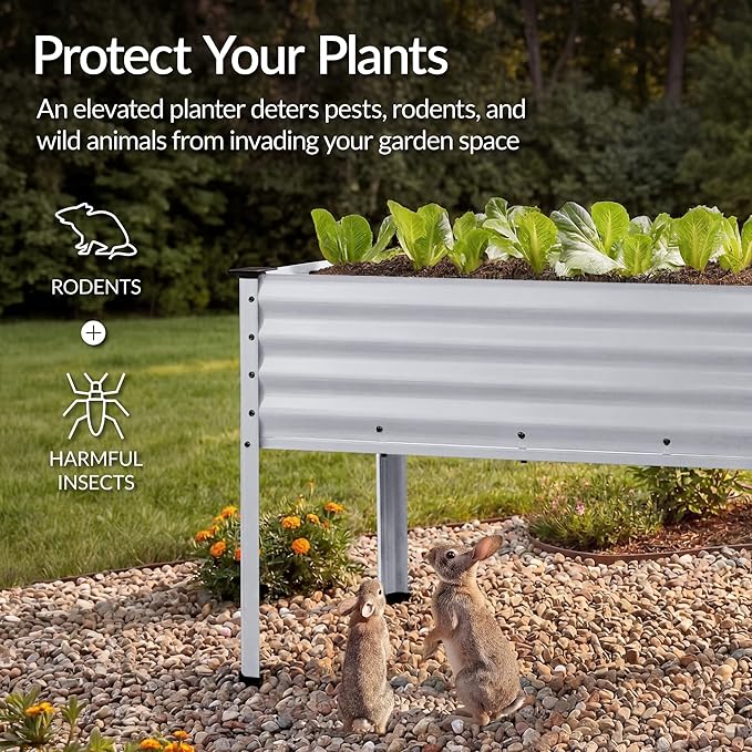 Best Choice Products 48x24x30in Galvanized Raised Garden Bed, Metal Elevated Planter Box, Vegetable Garden for Backyard, Patio, Balcony - Moonlight Gray