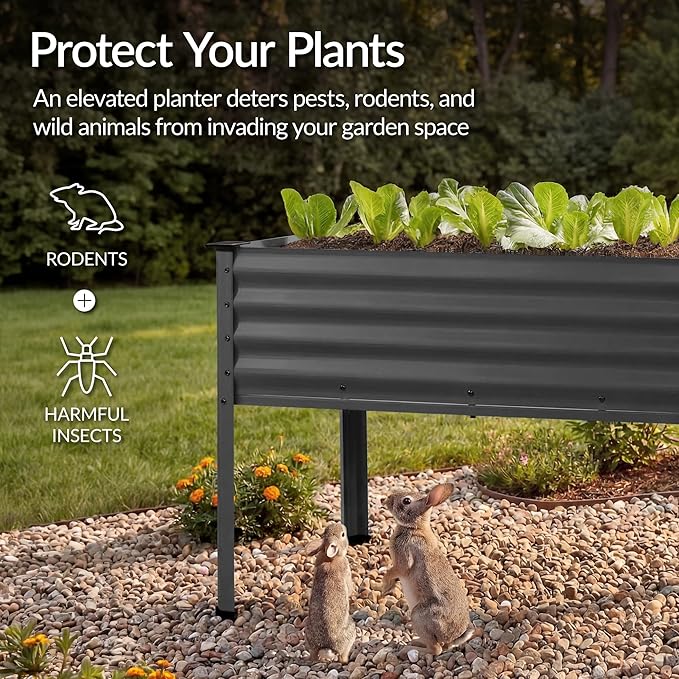 Best Choice Products 48x24x30in Galvanized Raised Garden Bed, Metal Elevated Planter Box, Vegetable Garden for Backyard, Patio, Balcony - Charcoal