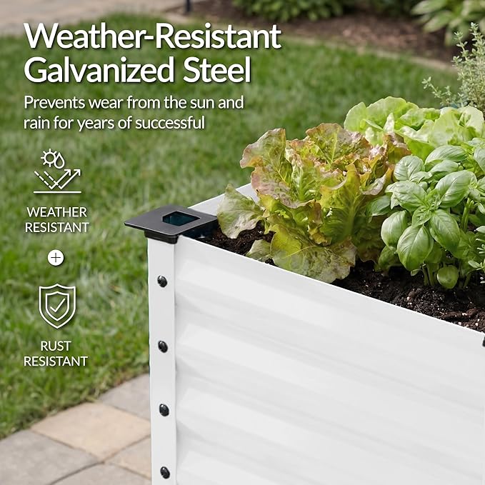 Best Choice Products 48x24x30in Galvanized Raised Garden Bed, Metal Elevated Planter Box, Vegetable Garden for Backyard, Patio, Balcony - White