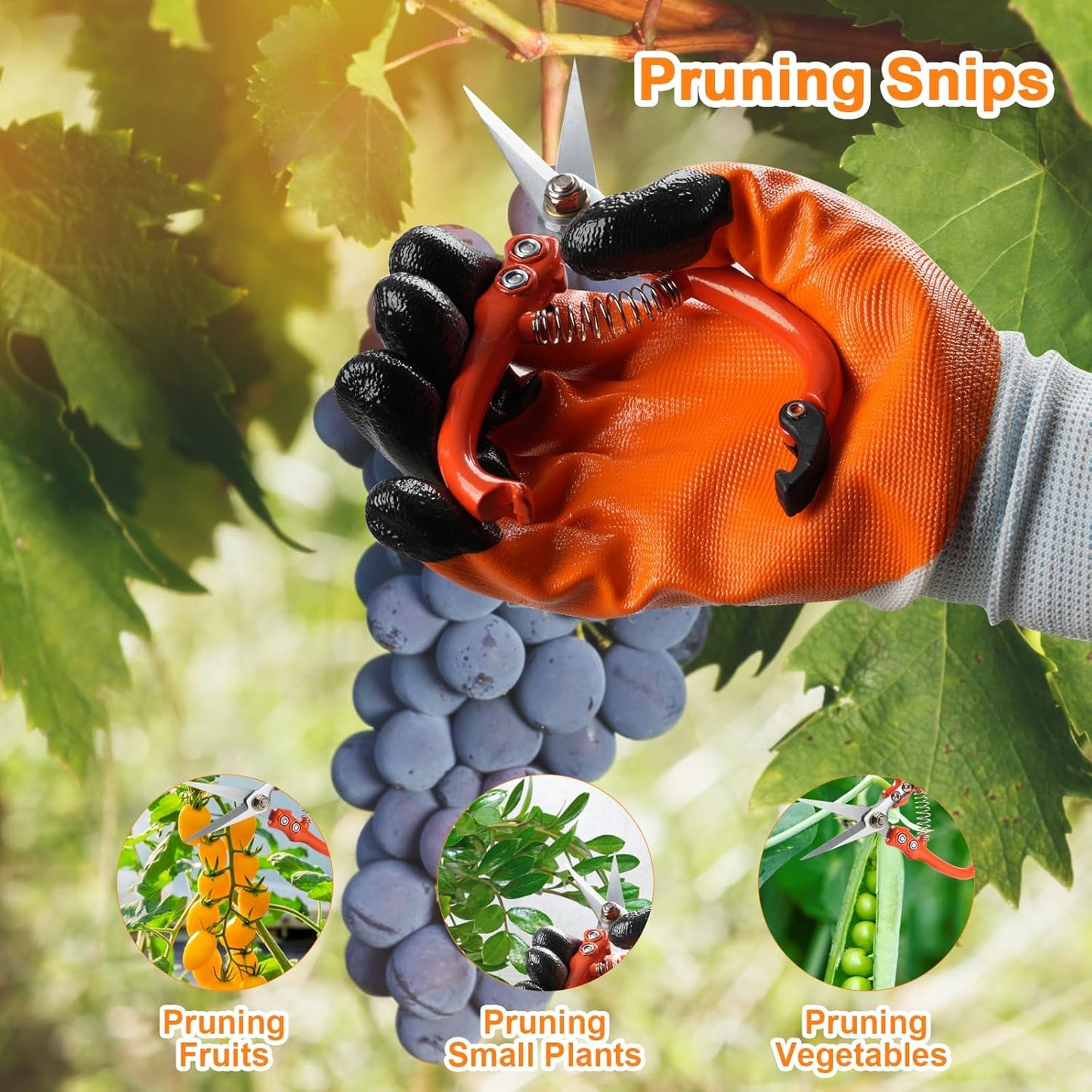 6Pcs Pruning Shears Set with Bypass Pruning Shears, Garden Scissors, Pruning Snips,Saw,Gloves,Storage Bag,Handheld Garden Shears Set for Plant