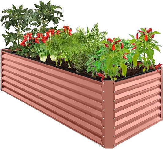 Best Choice Products 8x4x2ft Outdoor Metal Raised Garden Bed, Deep Root Planter Box for Vegetables, Herbs & Flowers, 478-Gallon Capacity, 100% Non Toxic Materials - Terracotta