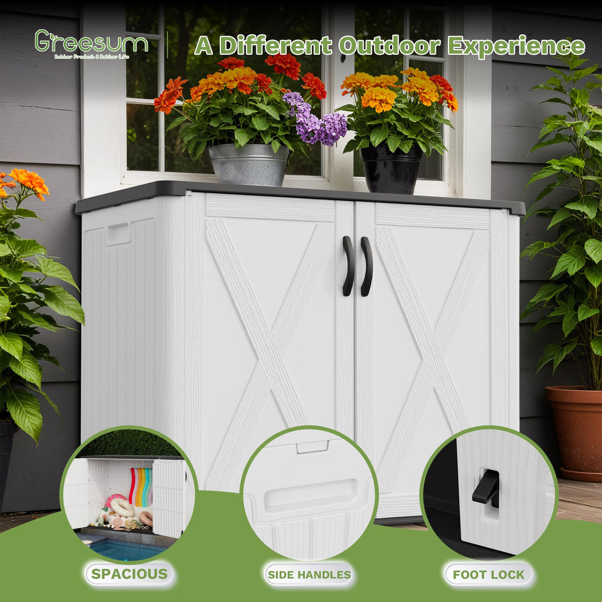 26 Cuft Outdoor Storage Box with Lockable Doors (26 Cuft / White)