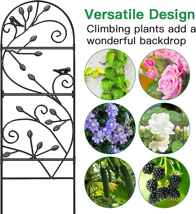 Amagabeli 4 Pack Garden Trellis for Climbing Plants Outdoor 46" x 15" Rose Wrought Iron Trellis for Vine Vegetable Flower Ivy Cucumber Decorative Trellis Black