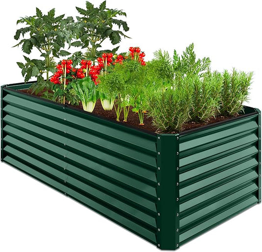 Best Choice Products 6x3x2ft Outdoor Metal Raised Garden Bed, Deep Root Box Planter for Vegetables, Flowers, Herbs, 269 Gallon Capacity, 100% Non Toxic Materials - Dark Green