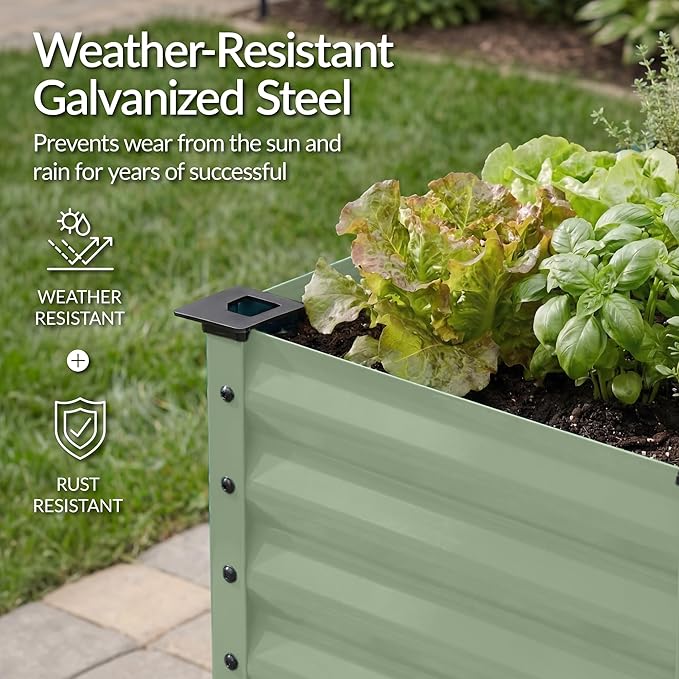 Best Choice Products 48x24x30in Galvanized Raised Garden Bed, Metal Elevated Planter Box, Vegetable Garden for Backyard, Patio, Balcony - Sage Green