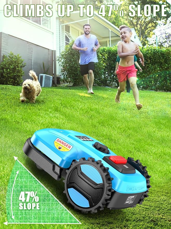 Robotic Lawn Mower 1/2 Acre/21,000 Sq.Ft, Automatic Lawnmower for Lawn 47% Slope, Cut Height 0.8"-2.4", APP Control, 100 Mins Runtime
