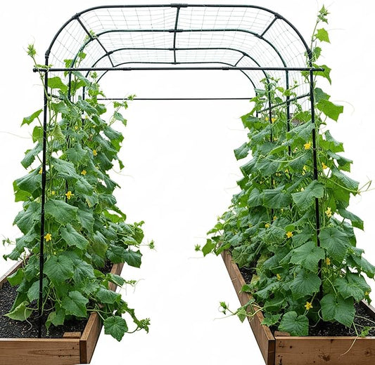 Wide Arch Trellis 7FT Extra Tall Garden Trellis Arch – Sturdy Plastic Coated Steel Metal Arch for Garden Climbing Plants & Vegetables, Weather-Resistant Outdoor Cucumber Trellis Arch