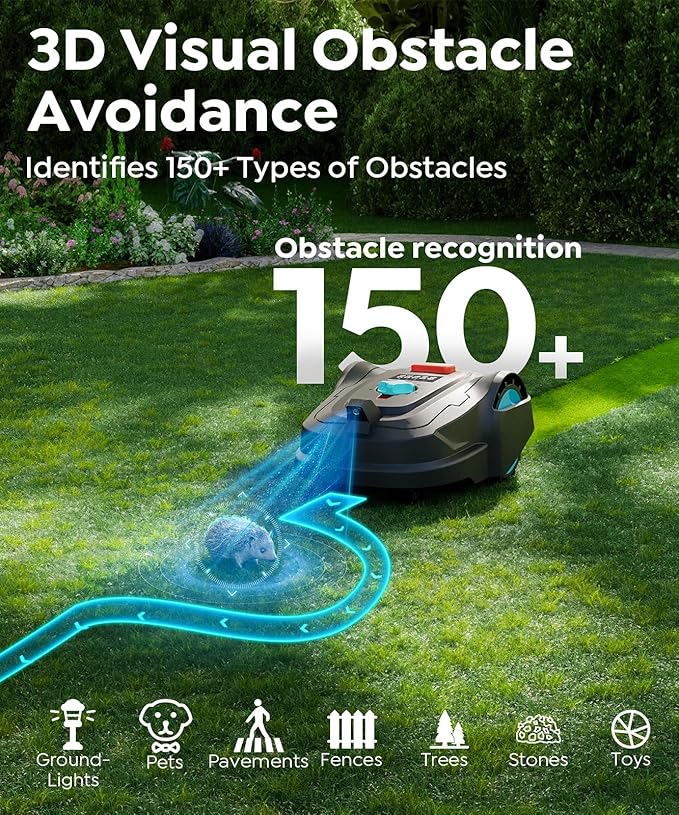 M800Plus NO Wire Vision Robot Lawn Mower with GPS Navigation, Path Planning, APP Control, Spiral Cutting, Automatic Lawnmower with Obstacle Avoidance, Height Adjustment for 1/5 Acres Lawn