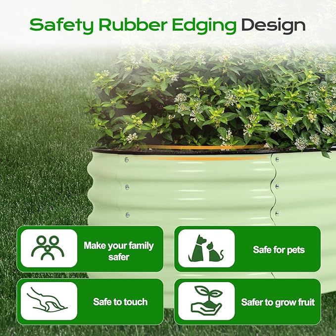 Aoodor 9-in-1 Modular Aluzinc Metal Raised Garden Bed, 89" L x 17.7" W x 17" H, Outdoor Planter Box for Vegetables, Flowers, and Herbs, Olive Green